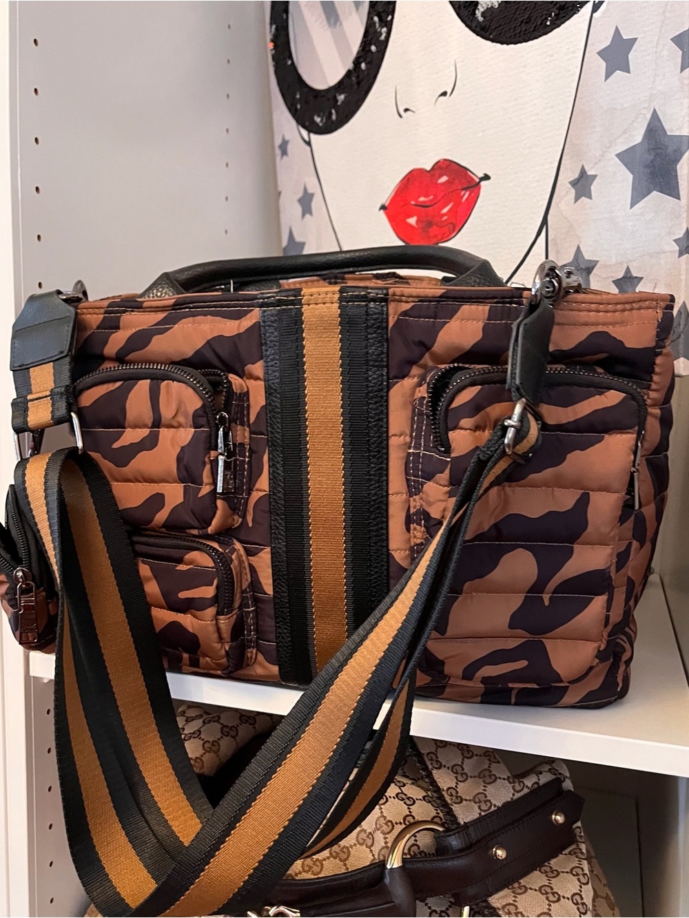 Think Royln SATCHEL BAG Zebra Handbag Front Cargo Pocket